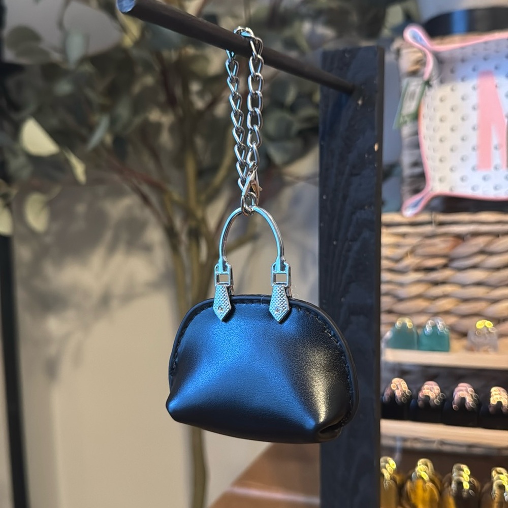 Mini Leather Purse Bag Charm (Black)